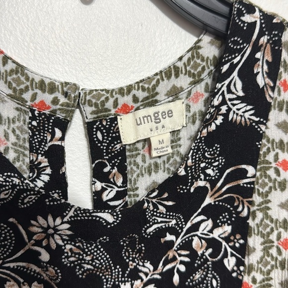 Umgee Chloe, black white and green floral print tank top - Picture 7 of 10